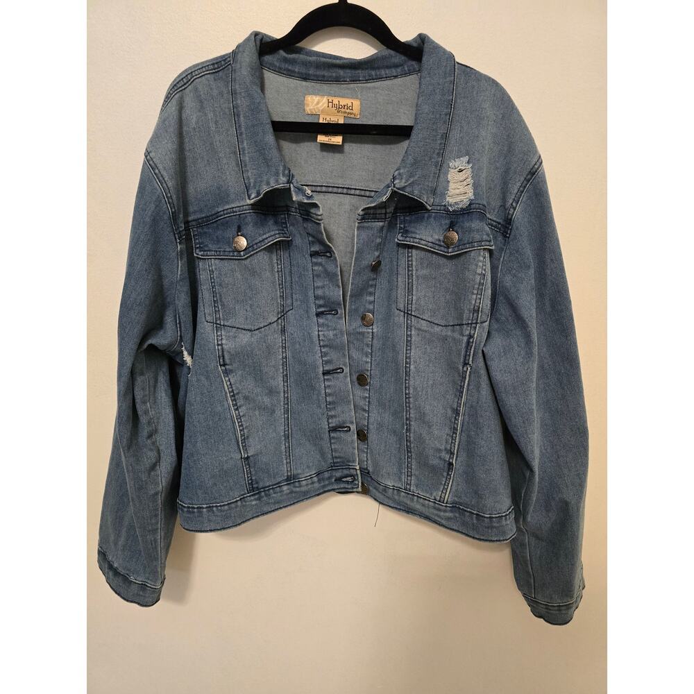 Hybrid & Company Women's Jean Jacket Distressed Size 2XL - Picture 7 of 7